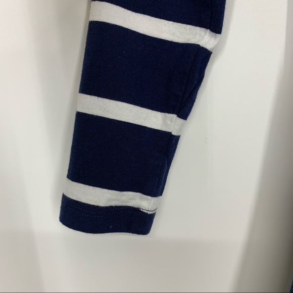 EShakti Asymmetrical White Striped Navy Cotton Spandex Flared Dress W/ Sleeves - Picture 7 of 16